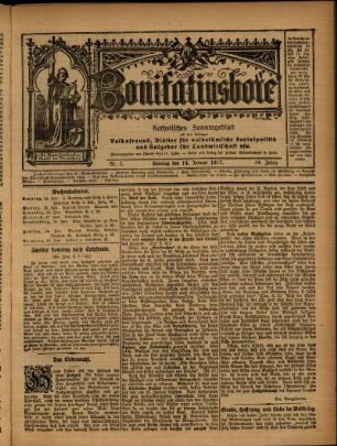 Erste Ausgabe vom Sonntag, den 14. Januar 1917.