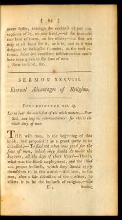 Sermon XXXVIII. Eternal Advantages of Religion