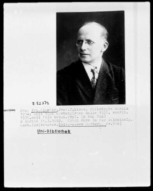 Paul Friedländer (1882-1968), 1920-1932 Professor der Klassischen Philologie in Marburg