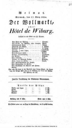 Der Wollmarkt, oder: Hôtel de Wiburg