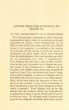 Letter from the Audiencia to Felipe III