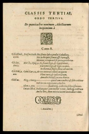 Classis Tertiae, Ordo Tertius ... C