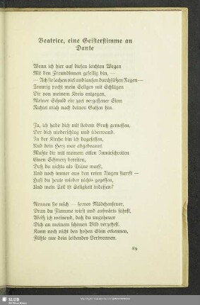 Beatrice, eine Geisterstimme an Dante