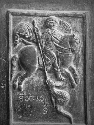 Bronzetür mit Heiligen und der Passion Christi: Der heilige Georg