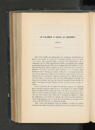 Le palmier à huile au Dahomey