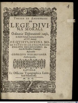 Theses et antitheses de lege divina morali