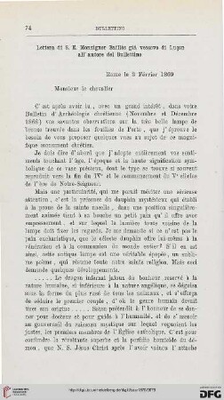 Lettera di S. E. Monsignor Baillès già vescovo di Luc̨on all'autore del Bulletino
