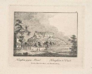 Die Stadt Pirna mit der Marienkirche und die Festung Sonnenstein von der Landstraße nach Königstein im Süden gesehen, im Vordergrund Hirten mit Herde, nach Bellotto