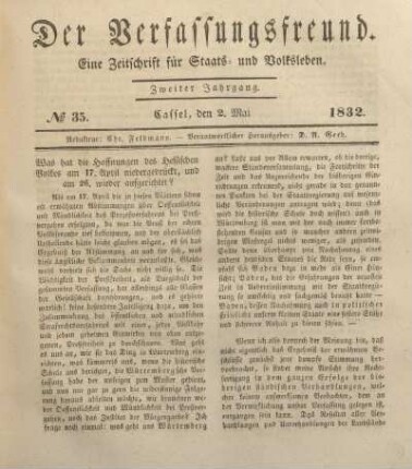 № 35. Cassel, den 2. Mai 1832.