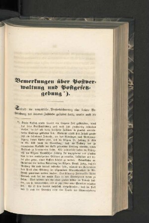 Bemerkungen über Postverwaltung und Postgesetzgebung.