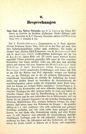 493-495 [Rezension] Spicq, Ceslas, Saint Paul, les épîtres pastorales