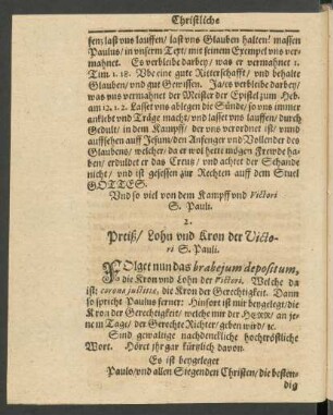 2. Preiß/ Lohn und Kron der Victori S. Pauli.