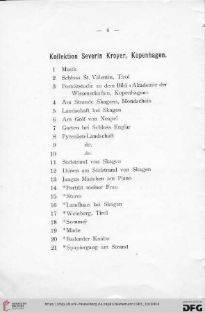 Kollektion Severin Kroyer, Kopenhagen