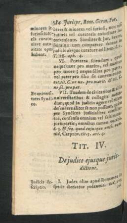 Tit. IV. De iudice eiusque iurisdictione