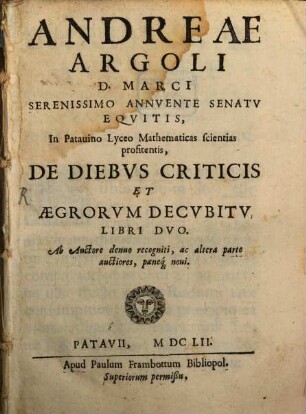 De diebus criticis et aegrorum decubitu : libri duo