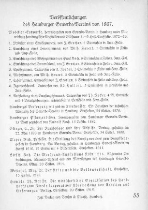 Veröffentlichungen des Hamburger Gewerbe-Vereins von 1867.