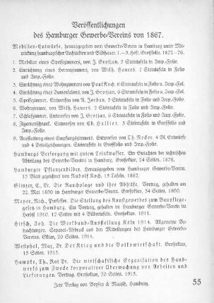 Veröffentlichungen des Hamburger Gewerbe-Vereins von 1867.