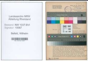 Entnazifizierung Wilhelm Befeld , geb. 17.03.1909 (Angestellter)