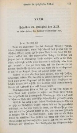 443-448 Schreiben Sr. Heiligkeit Leo XIII. an Seine Eminenz den Cardinal-Staatssecretär Nina