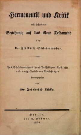 Friedrich Schleiermacher's literarischer Nachlaß, 2