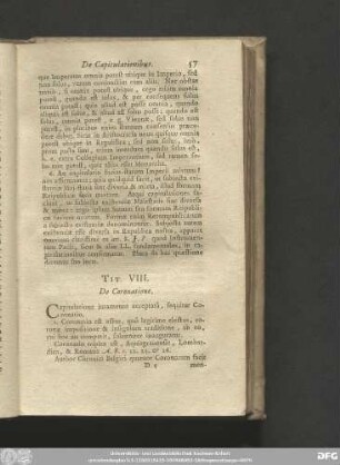 Tit. VIII. De Coronatione.