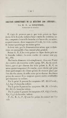 Solution géométrique de la question 280.