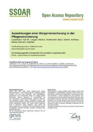 Auswirkungen einer Bürgerversicherung in der Pflegeversicherung