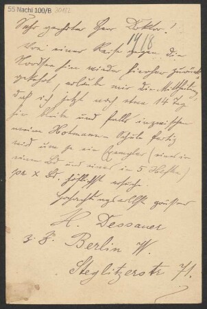 Brief an Ludwig Strecker  und B. Schott's Söhne : 19.08.1900