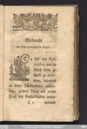 Vorbericht an den geneigten Leser.