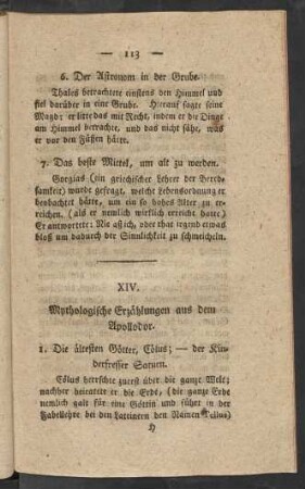 XIV. Mythologische Erzählungen aus dem Apollodor