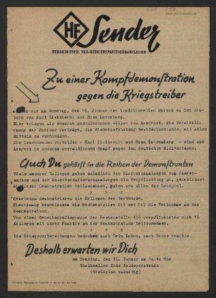 'HF-Sender' [Flugblatt], Januar 1955