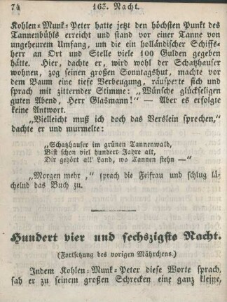 Hundert vier und sechszigste Nacht
