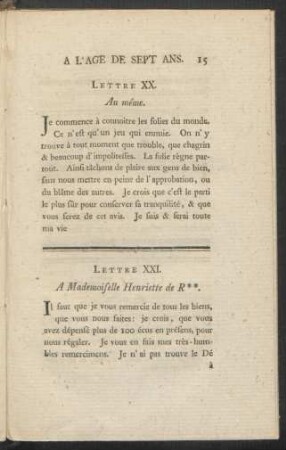 Lettre XXI. - Lettre XXX.