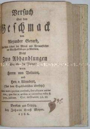 Schrift über Fragen des Geschmacks