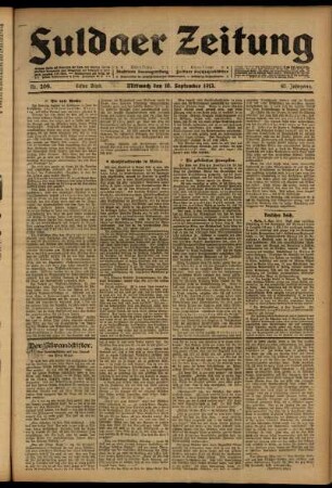 Erste Ausgabe vom Mittwoch, den 10. September 1913.