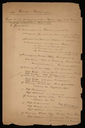 Beil. 1: Angabe der zur Zeit gesammelten Hefte, resp. des in Clebsch' Nachlasse vorgefundenen Materials [nebst späterer Erläuterung], Göttingen, 1872 - 1938