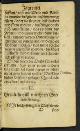 II. Greuliche und unerhorte Gotteslesterung.