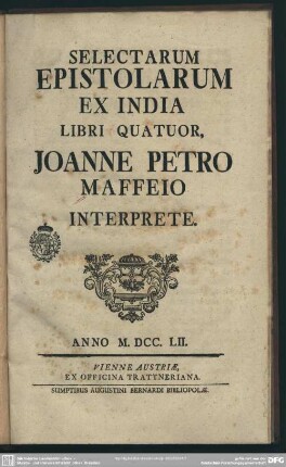 Selectarum Epistolarum Ex India Libri Quatuor