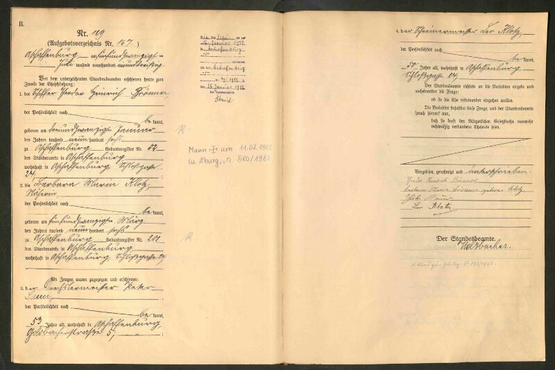 Standesamtsbuch der Stadt Aschaffenburg: Eheschließungen 252/1930 - 130/1931