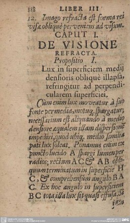 Caput I. De Visione Refracta.