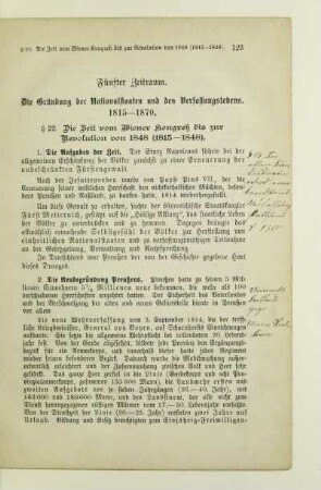 Fünfter Zeitraum. Die Gründung der Nationalstaaten und des Verfassungslebens. 1815-1870
