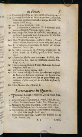 7-25, Litteratores in Quarto.