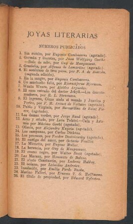Números publicados "Joyas literarias"