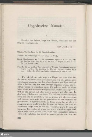 Ungedruckte Urkunden
