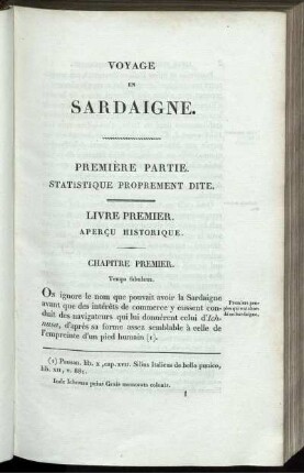 Voyage en Sardaigne. Première Partie. Statistique Proprement Dite. Livre Premier. Apercu Historique.