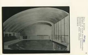 Entwurf zu einem Hallenschwimmbad (Diplomarbeit bei Kurt Dübbers): Perspektivische Ansicht Innenraum