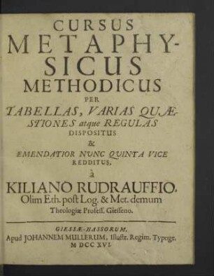 Cursus Metaphysicus Methodicus
