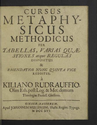 Cursus Metaphysicus Methodicus