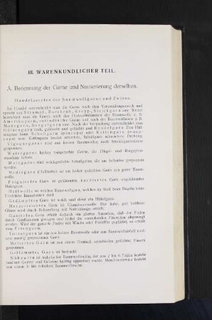 A. Benennung der Garne und Numerierung derselben.