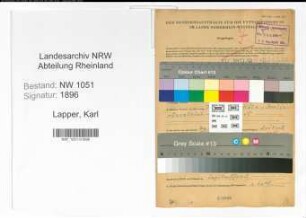 Entnazifizierung Karl Lapper , geb. 06.02.1907 (Angestellter)